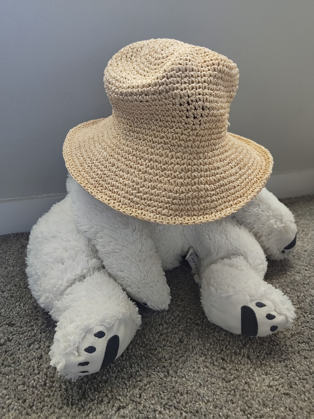 House of Harlow 1960 Beige Crochet Straw Sun Hat